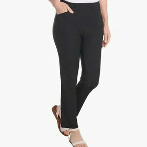 NWT Hilary Radley Black Pants Slim  Leg Textured Stretch Size 10 Ankle-length
